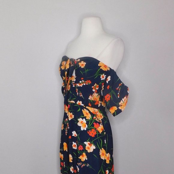 FLYNN SKYE Floral Maxi Dress Lost Poppy Poppies Off Shoulder Cut-Out ~ XS ~ EUC - Picture 6 of 12